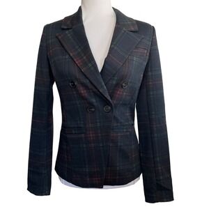 Bagatelle Collection Womens Plaid Schoolgirl Preppy Academia‎ Comfy Blazer Navy